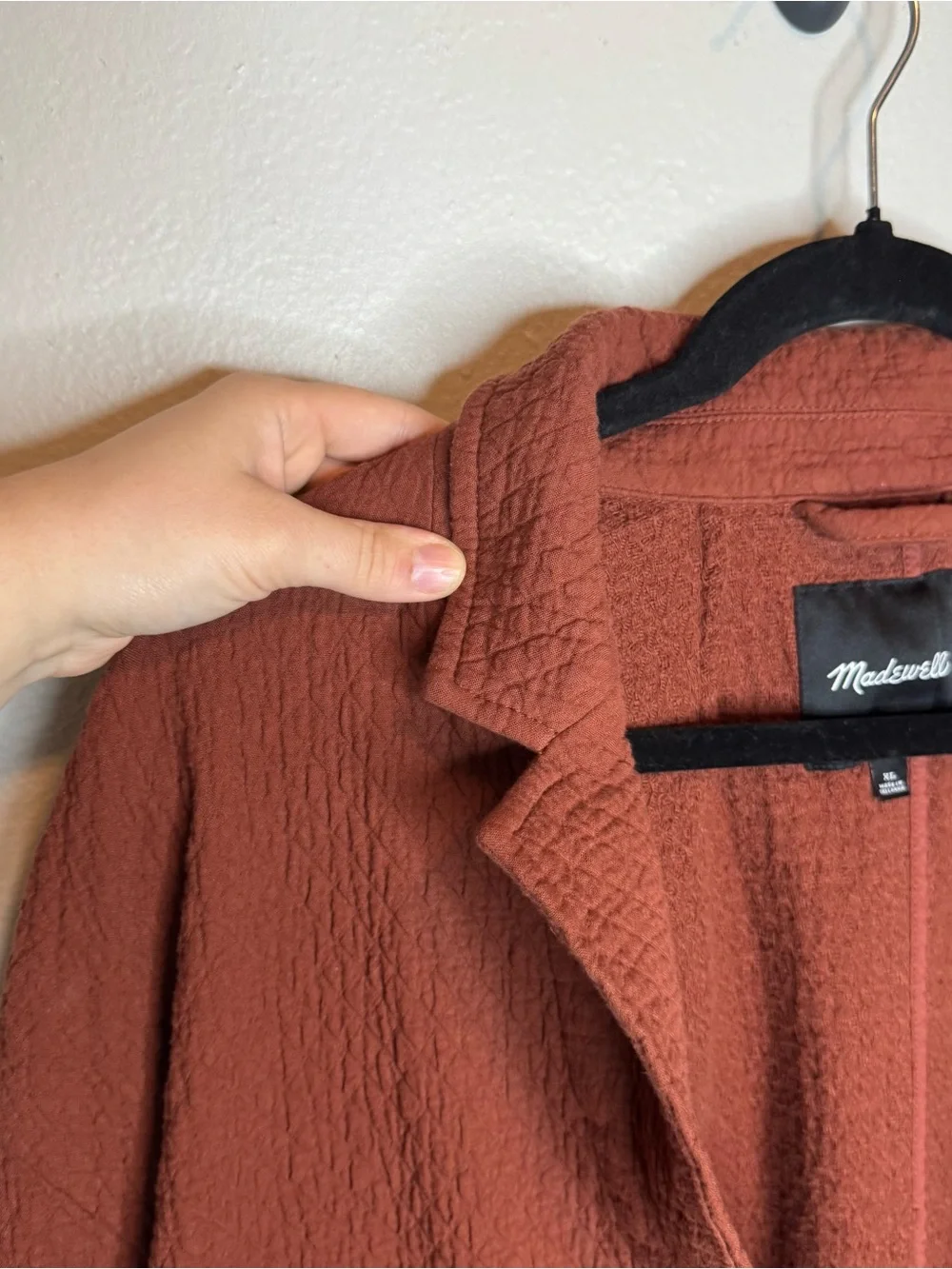Madewell Diamond Jacquard Shaw Blazer in Stained Mahogany 100% Cotton